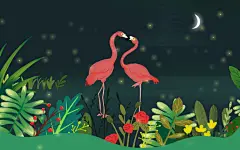 热带森系植物叶子火烈鸟高清分层背景PSD源文件 后期设计素材 (9)