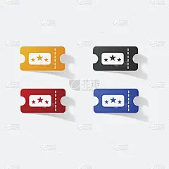 贴纸纸产品写实元素设计插画电影票