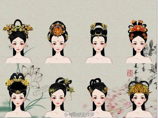 古代发型头饰...图片_人-发型图片素材-花瓣网