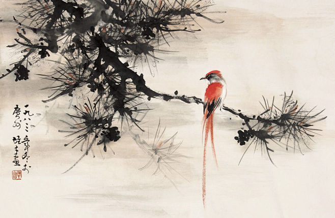 著名画家黎雄才山水画作，萧然独往，风格独...