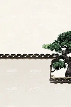 国画  - 源文件下载【酷图网】国画,中国风,古代风景,古风,工笔画,水墨画,盘景,松树,罗汉松,