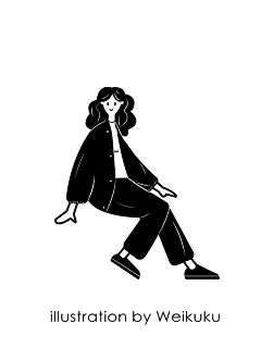 女生黑白插画_Wei库库__插画师作品_涂鸦王国gracg.com
