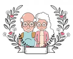高品图像，夫妻插画，老年人，素材