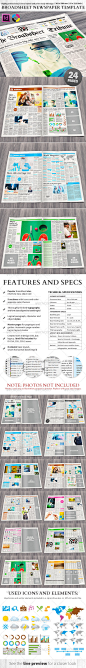 Broadsheet Newspaper Template - 24 pages - Magazines Print Templates