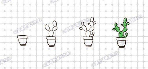 Q版的可爱的小盆栽简笔画教程图片