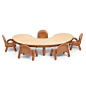 Welcome to the big kid's table! Calming natural color provides a relaxing environment for children while eating or playing. The laminate, kidney-shaped tabletop with soft round edges is easy-to-cleanChunky chair legs are sturdy and just right for toddlers