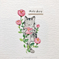 水彩 一组可爱小猫咪 •  ins:inky.diary ​​​​