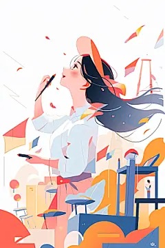 扁平风工人肖像劳动节工作插画