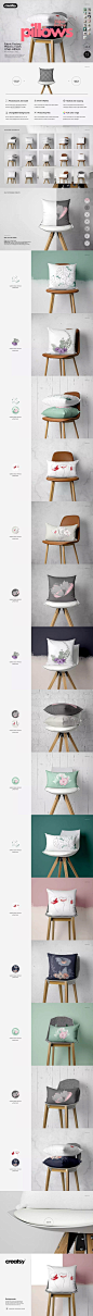 精品：在椅子上的抱枕品牌周边物料设计或面料设计展示样机下载[PSD,2GB]  