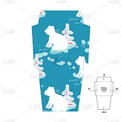 信封模板打印与折叠方案。圣诞节。矢量插图。