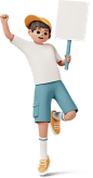 boy jumping with empty sign PNG, SVG