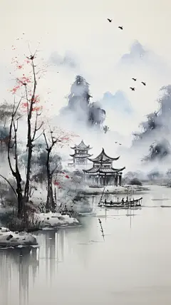 海边日出日落微缩建筑唯美海报壁纸素材