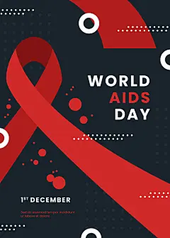 预防艾滋病红丝带公益医学手绘海报设计