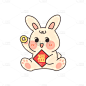 卡通感春节兔子元素贴纸