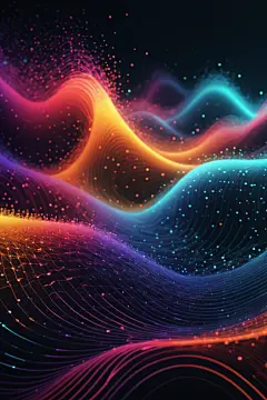 渐变粒子未来感脉冲波科技背景图