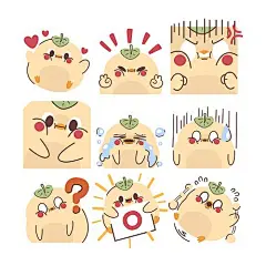 表情包 吉祥物 卡通形象 适量 插画 柿子 夸张 爱心 哭泣 