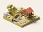 Watermill watermill mill forest lowpolyart diorama low poly model isometric lowpoly render design blender illustration 3d