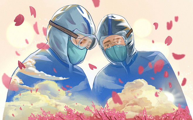 勇战疫情巾帼英雄原创插画素材加油 医生 ...