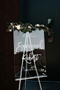 Savannah + Rob | Fox and Film Wedding Photography, Orlando wedding photographer, Armature Works Tampa Florida Wedding,| Minimalist modern wedding inspiration, wedding design, #weddinginspiration #minimalistwedding acrylic wedding welcome sign