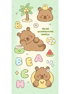 壁纸｜夏日椰树沙滩️卡皮巴拉 - 小红书
