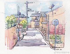 钢笔淡彩—街景系列 via@momo钢笔淡彩
#水彩# #钢笔淡彩# #手绘# ​​​​