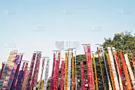 泰国清迈五彩缤纷的兰那旗