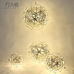 北欧后现代吊灯圆球形楼梯灯具创意个性服装店餐厅橱窗火花球吊灯-淘宝网