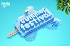 夏日冰爽冷饮雪糕创意立体C4D夏季海报