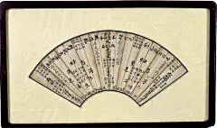 清末佚名手绘《叹世间》扇面一件。尺寸:70.3×42.3cm.是作文释“孔孟留下诗一篇,颠三倒四头尾连。原是一郶西江月,闷了斯文多少年“等。字体隽秀、内容丰富,