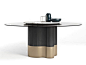 Wood and glass table with Lazy Susan MARYGOLD By Formitalia