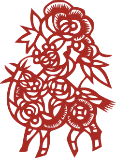 花卉人物民俗剪纸窗花元素矢量图设计素材