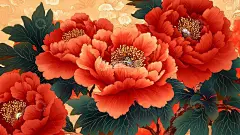 牡丹花壁纸手绘壁纸壁画高清模板免费下载-趣麦麦图