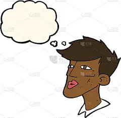 卡通男模特与思想泡泡