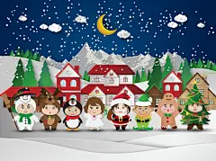 520植树节情人节小鸟舞台对话框青蛙城市夜景折纸剪贴画插画素材-淘宝网