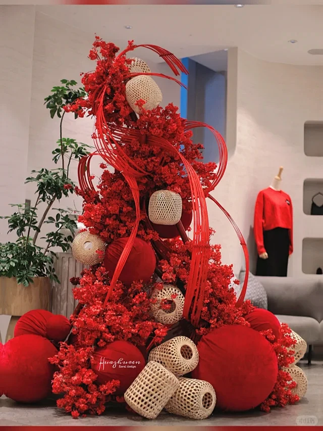 #新年装饰 #花艺设计 #新年美陈 # ...