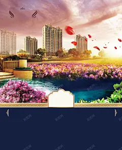 欧式唯美房地产背景 背景素材 花坛 高档 背景 设计图片 免费下载 页面网页 平面电商 创意素材