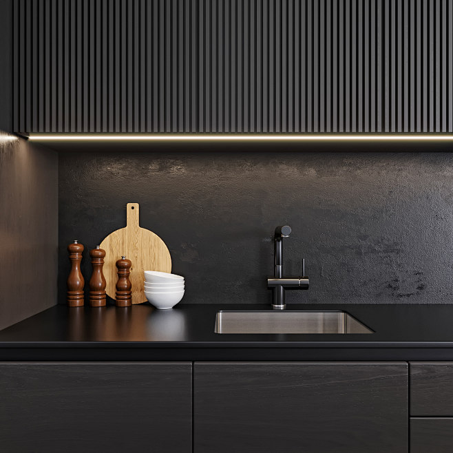 Black modern kitchen...