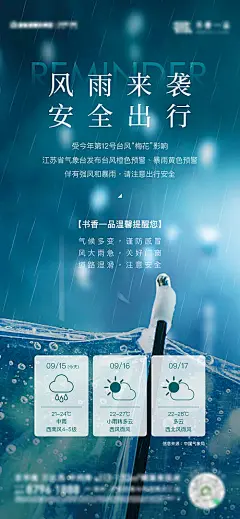 海报 房地产 雨天 提醒 温馨提示