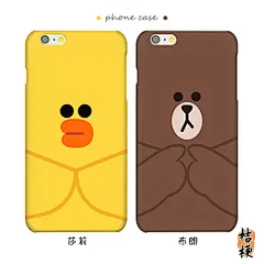 情侣iPhone6手机壳莎莉鸭苹果6布朗熊防摔保护套line闺蜜可爱卡通