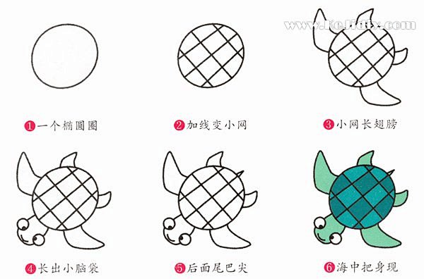 卡通乌龟的画法可爱小乌龟简笔画图片教程素描wwwuzonescom