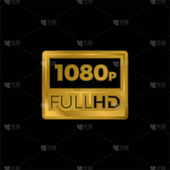 1080p全HD镀金金属图标或标识向量