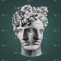 波普艺术风格的石膏仿古双人脸雕塑拼贴。创意概念图像与古代雕像头在柔和的颜色。电子杂志的文化。当代艺术
