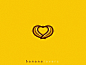 banana lovers condom fruits yellow tropic negative space food booty boobs porn sex heart love banana vector branding illustration design logo