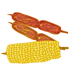 美食烧烤烤肉串简约插画png免抠素材 (51)