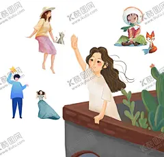 手绘女生素材 【酷图网】坐着的女生,戴帽子女生,小猫和小女生,动漫女生,长发动漫女生,招手女生,穿裙子的姑娘,摸头发的女生,手绘女生,