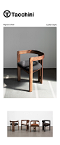意大利进口Tacchini三脚餐椅Pigreco艺术设计胡桃木休闲餐椅现货-淘宝网