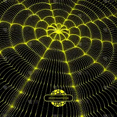 动态粒子数组。流动粒子波。波浪网格背景。3d抽象矢量插图。