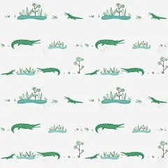 手绘绿色鳄鱼背景装饰 平面电商 创意素材