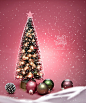 圣诞彩灯霓虹灯圣诞树英文海报
