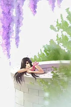 紫藤花下的少女高清素材 少女 手绘紫藤 手绘紫藤花 手绘色彩 景色 紫藤花 藤萝 免抠png 设计图片 免费下载